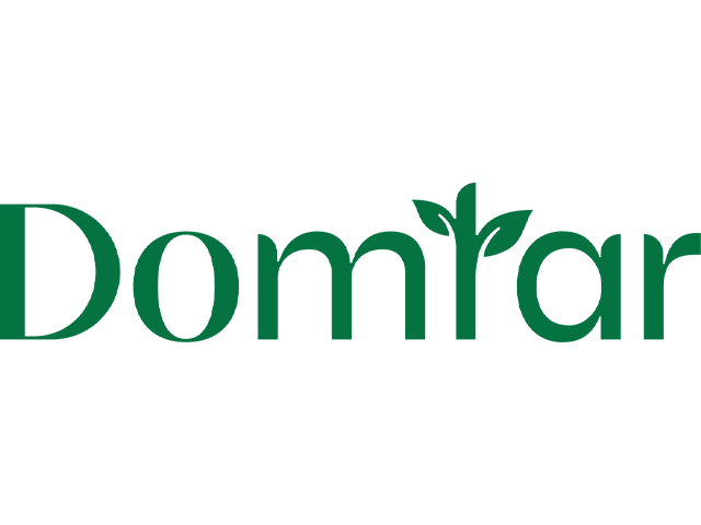 Domtar logo with a stylized 'D' and the word 'Domtar' in green.