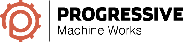 Progressive Machine Works logo with a stylized gear and letter P icon on the left and the company name in bold text on the right.